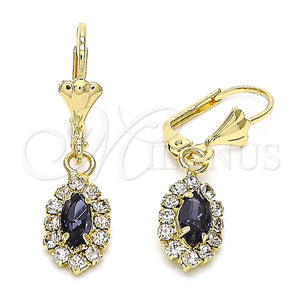Gold Filled Ring — Dangle Earring with Amethyst and White Crystal Polished — main product view — SKU 143739 | Oro Laminado anillo — Dangle Earring with Amethyst and cristal blanco pulido — SKU 143739