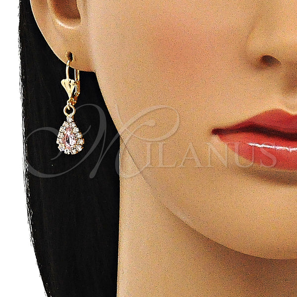 Gold Filled Ring — Dangle Earring Teardrop Design with Rose and White — alternate product view — SKU 143742 | Oro Laminado anillo — Dangle Earring Teardrop diseño with Rose and blanco — SKU 143742