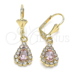 Gold Filled Ring — Dangle Earring Teardrop Design with Rose and White — main product view — SKU 143742 | Oro Laminado anillo — Dangle Earring Teardrop diseño with Rose and blanco — SKU 143742