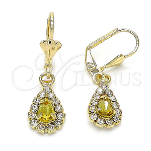 Gold Filled Ring — Dangle Earring Teardrop Design with Peridot and White — main product view — SKU 143744 | Oro Laminado anillo — Dangle Earring Teardrop diseño with Peridot and blanco — SKU 143744