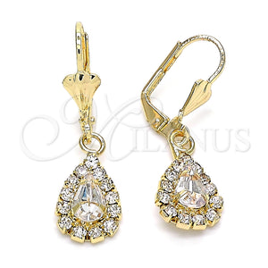 Gold Filled Ring — Dangle Earring Teardrop Design with White Crystal Polished — main product view — SKU 143745 | Oro Laminado anillo — Dangle Earring Teardrop diseño with cristal blanco pulido — SKU 143745