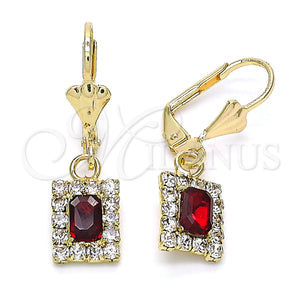 Gold Filled Ring — Dangle Earring with Garnet and White Crystal Polished — main product view — SKU 143748 | Oro Laminado anillo — Dangle Earring with Garnet and cristal blanco pulido — SKU 143748