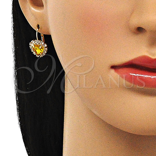 Gold Filled Ring — Leverback Earring Heart Design with Dark Champagne and — alternate product view — SKU 143749 | Oro Laminado anillo — Leverback Earring corazón diseño with Dark Champagne and — SKU 143749