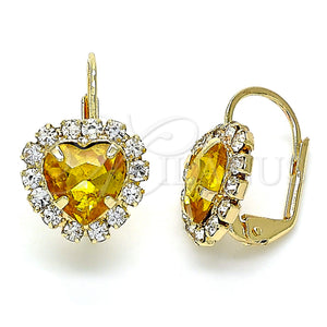 Gold Filled Ring — Leverback Earring Heart Design with Dark Champagne and — main product view — SKU 143749 | Oro Laminado anillo — Leverback Earring corazón diseño with Dark Champagne and — SKU 143749