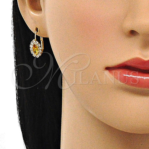 Gold Filled Ring — Leverback Earring Leaf Design with Dark Champagne and — alternate product view — SKU 143751 | Oro Laminado anillo — Leverback Earring Leaf diseño with Dark Champagne and — SKU 143751