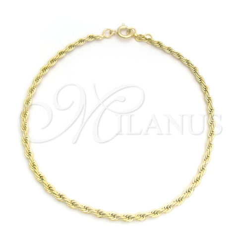 Oro Laminado Fancy Bracelet, Gold Filled Style Rope Design, Polished, Golden Finish, 03.09.0089.1.07 (03 MM Thickness, 7 Inches Length)