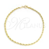 Oro Laminado Fancy Bracelet, Gold Filled Style Rope Design, Polished, Golden Finish, 03.09.0089.1.07 (03 MM Thickness, 7 Inches Length)