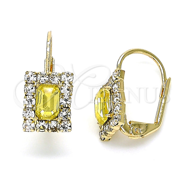 Gold Filled Ring — Leverback Earring with Yellow and White Crystal Polished — main product view — SKU 143760 | Oro Laminado anillo — Leverback Earring with Yellow and cristal blanco pulido — SKU 143760