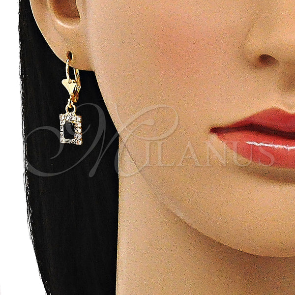 Gold Filled Ring — Dangle Earring with Black and White Crystal Polished — alternate product view — SKU 143762 | Oro Laminado anillo — Dangle Earring with negro and cristal blanco pulido — SKU 143762
