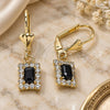Oro Laminado Dangle Earring, Gold Filled Style with Black and White Crystal, Polished, Golden Finish, 02.122.0117.1