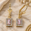 Oro Laminado Dangle Earring, Gold Filled Style with Rose and White Crystal, Polished, Golden Finish, 02.122.0117.2