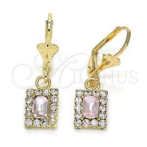 Gold Filled Ring — Dangle Earring with Rose and White Crystal Polished — main product view — SKU 143763 | Oro Laminado anillo — Dangle Earring with Rose and cristal blanco pulido — SKU 143763
