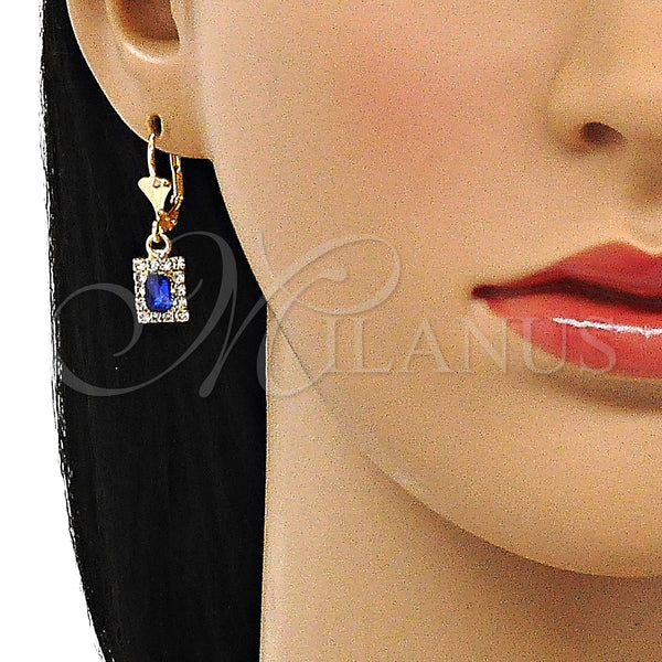Gold Filled Ring — Dangle Earring with Sapphire Blue and White Crystal — alternate product view — SKU 143764 | Oro Laminado anillo — Dangle Earring with Sapphire Blue and cristal blanco — SKU 143764