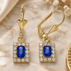 Oro Laminado Dangle Earring, Gold Filled Style with Sapphire Blue and White Crystal, Polished, Golden Finish, 02.122.0117.3