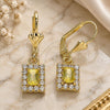 Oro Laminado Dangle Earring, Gold Filled Style with Yellow and White Crystal, Polished, Golden Finish, 02.122.0117.4