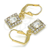 Oro Laminado Dangle Earring, Gold Filled Style with White Crystal, Polished, Golden Finish, 02.122.0117.5