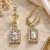 Oro Laminado Dangle Earring, Gold Filled Style with White Crystal, Polished, Golden Finish, 02.122.0117.5