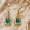 Oro Laminado Dangle Earring, Gold Filled Style with Green and White Crystal, Polished, Golden Finish, 02.122.0117.6