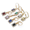 Oro Laminado Dangle Earring, Gold Filled Style with Green and White Crystal, Polished, Golden Finish, 02.122.0117.6