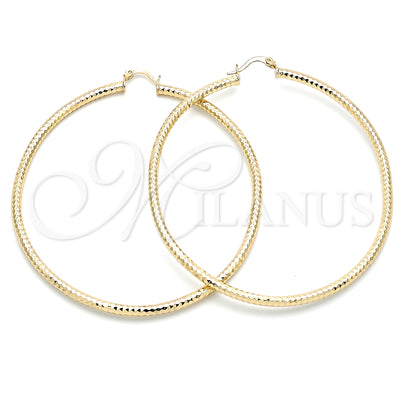 Oro Laminado aretes de aro — Extra Large Hoop Diamond Cutting 02. por Mayoreo, vista principal del producto