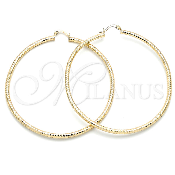 Gold Filled Hoop Earrings — Extra Large Hoop Diamond Cutting 02. — main product view — SKU 143769 | Oro Laminado aretes de aro — Extra Large Hoop Diamond Cutting 02. — SKU 143769