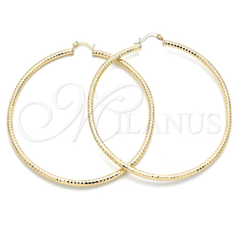 Oro Laminado Extra Large Hoop, Gold Filled Style Diamond Cutting Finish, Golden Finish, 02.213.0238.70
