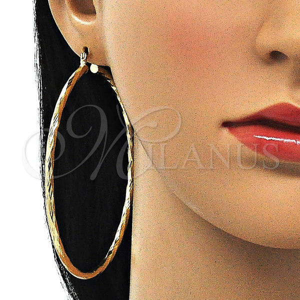 Gold Filled Hoop Earrings — Extra Large Hoop Diamond Cutting 02. — alternate product view — SKU 143770 | Oro Laminado aretes de aro — Extra Large Hoop Diamond Cutting 02. — SKU 143770