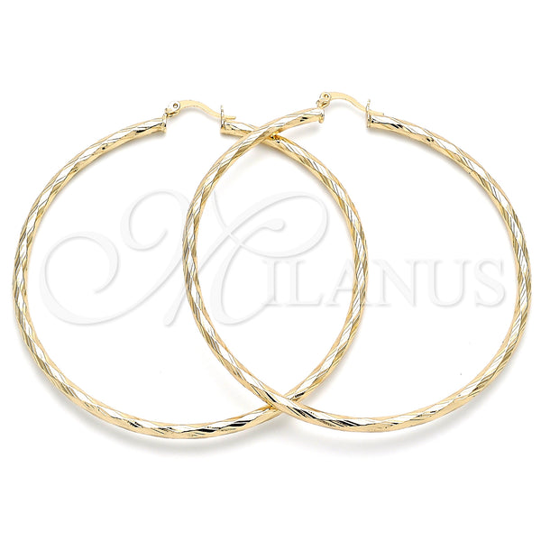 Gold Filled Hoop Earrings — Extra Large Hoop Diamond Cutting 02. — main product view — SKU 143770 | Oro Laminado aretes de aro — Extra Large Hoop Diamond Cutting 02. — SKU 143770