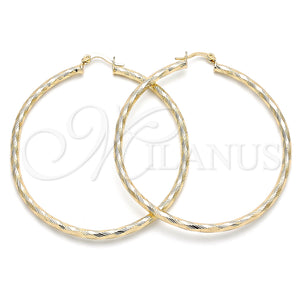 Gold Filled Hoop Earrings — Large Hoop Diamond Cutting 02. — main product view — SKU 143772 | Oro Laminado aretes de aro — Large Hoop Diamond Cutting 02. — SKU 143772