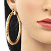 Oro Laminado Extra Large Hoop, Gold Filled Style Hollow Design, Diamond Cutting Finish, Golden Finish, 02.213.0241.70