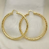 Oro Laminado Extra Large Hoop, Gold Filled Style Hollow Design, Diamond Cutting Finish, Golden Finish, 02.213.0241.70