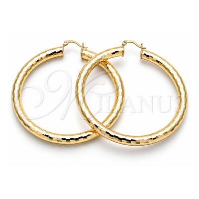 Oro Laminado Extra Large Hoop, Gold Filled Style Hollow Design, Diamond Cutting Finish, Golden Finish, 02.213.0241.70