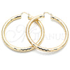 Oro Laminado Extra Large Hoop, Gold Filled Style Hollow Design, Diamond Cutting Finish, Golden Finish, 02.213.0241.70