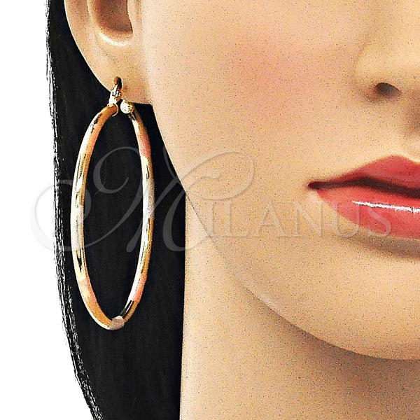 Gold Filled Hoop Earrings — Large Hoop Polished Tricolor 5. — alternate product view — SKU 143777 | Oro Laminado aretes de aro — Large Hoop pulido Tricolor 5. — SKU 143777