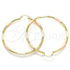 Oro Laminado Large Hoop, Gold Filled Style Polished, Tricolor, 5.134.018.1.60