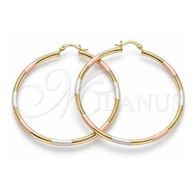 Oro Laminado Large Hoop, Gold Filled Style Polished, Tricolor, 5.134.018.1.60