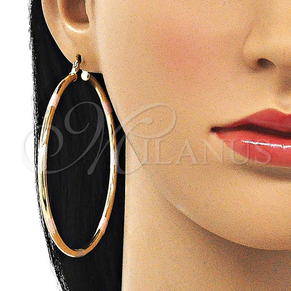 Gold Filled Hoop Earrings — Extra Large Hoop Polished Tricolor 5. — alternate product view — SKU 143779 | Oro Laminado aretes de aro — Extra Large Hoop pulido Tricolor 5. — SKU 143779