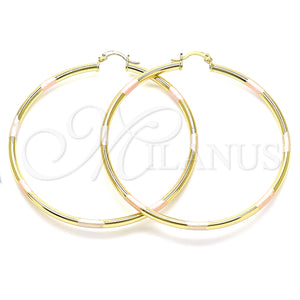 Gold Filled Hoop Earrings — Extra Large Hoop Polished Tricolor 5. — main product view — SKU 143779 | Oro Laminado aretes de aro — Extra Large Hoop pulido Tricolor 5. — SKU 143779