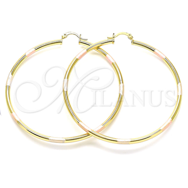 Gold Filled Hoop Earrings — Extra Large Hoop Polished Tricolor 5. — main product view — SKU 143779 | Oro Laminado aretes de aro — Extra Large Hoop pulido Tricolor 5. — SKU 143779