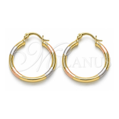 Oro Laminado Medium Hoop, Gold Filled Style Polished, Tricolor, 5.134.024.2.30