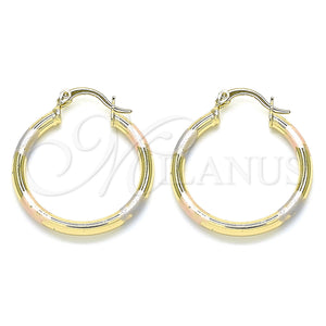 Gold Filled Hoop Earrings — Medium Hoop Polished Tricolor 5. — main product view — SKU 143782 | Oro Laminado aretes de aro — Medium Hoop pulido Tricolor 5. — SKU 143782