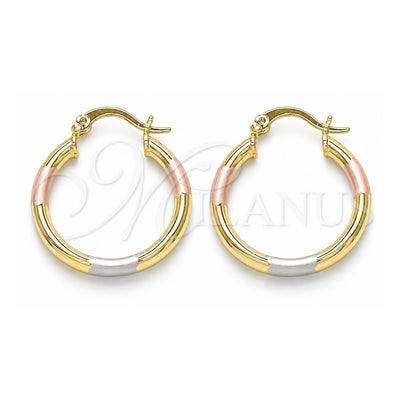 Oro Laminado Small Hoop, Gold Filled Style Polished, Tricolor, 5.134.025.2.25