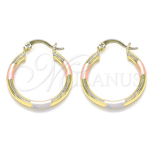 Gold Filled Hoop Earrings — Small Hoop Polished Tricolor 5. — main product view — SKU 143783 | Oro Laminado aretes de aro — Small Hoop pulido Tricolor 5. — SKU 143783