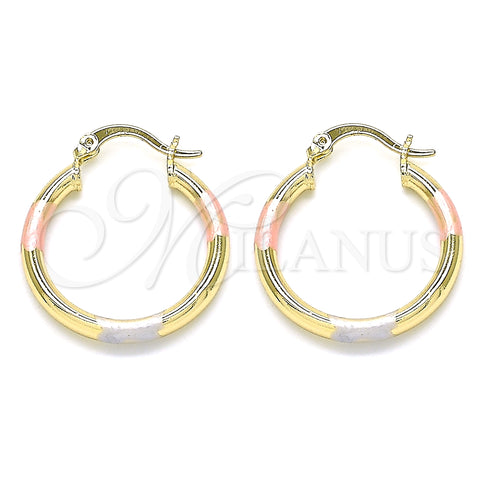 Oro Laminado Small Hoop, Gold Filled Style Polished, Tricolor, 5.134.025.2.25