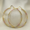 Oro Laminado Extra Large Hoop, Gold Filled Style Diamond Cutting Finish, Tricolor, 02.213.0242.70