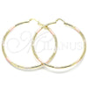 Oro Laminado Extra Large Hoop, Gold Filled Style Diamond Cutting Finish, Tricolor, 02.213.0242.70