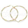 Oro Laminado Large Hoop, Gold Filled Style Diamond Cutting Finish, Tricolor, 02.213.0242.60