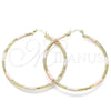 Oro Laminado Large Hoop, Gold Filled Style Diamond Cutting Finish, Tricolor, 02.213.0242.60