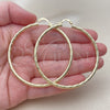 Oro Laminado Large Hoop, Gold Filled Style Hollow Design, Diamond Cutting Finish, Golden Finish, 02.213.0242.1.60