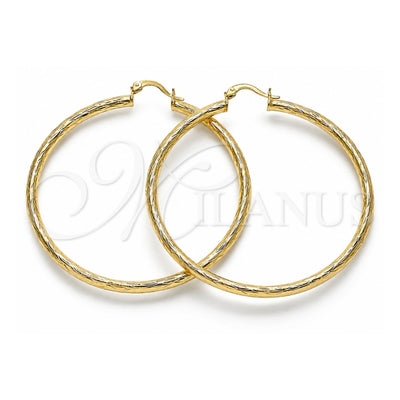 Oro Laminado Large Hoop, Gold Filled Style Hollow Design, Diamond Cutting Finish, Golden Finish, 02.213.0242.1.60